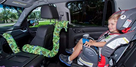 Child staying cool during hot weather in the car using a Noggle.