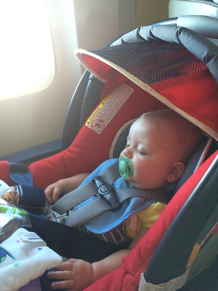 Baby with CHD on his first plane flight.